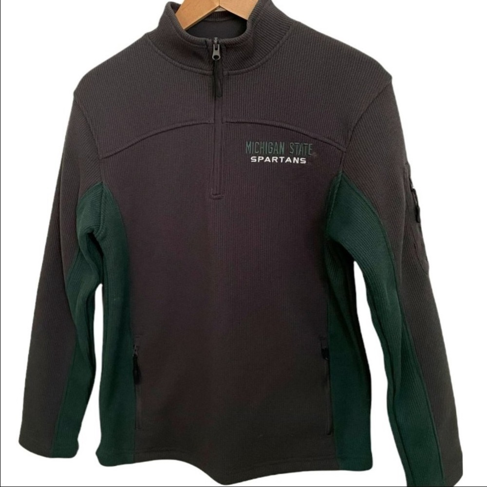 MICHIGAN STATE SPARTANS FLEECE LINED CAMPUS HERITAGE 1/4 ZIP SIZE S